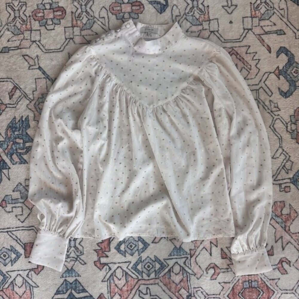 FRNCH Paris Mockneck Polka Dot Blouse - size Small